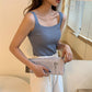Summer Ice Silk Solid Color All-match Knitted Camisole Women's Outer Wear Korean Style Bottoming Shirt Short Slim Top