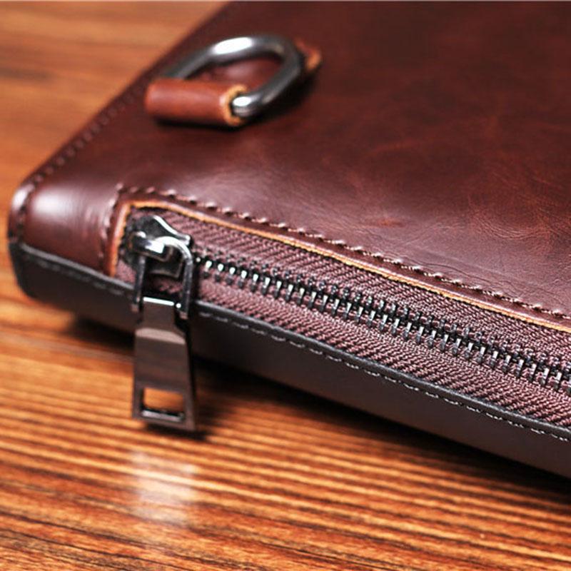 Business Briefcase Men Retro Contrast Zipper Waterproof IPad Handbag Shoulder Bags Computer Bag