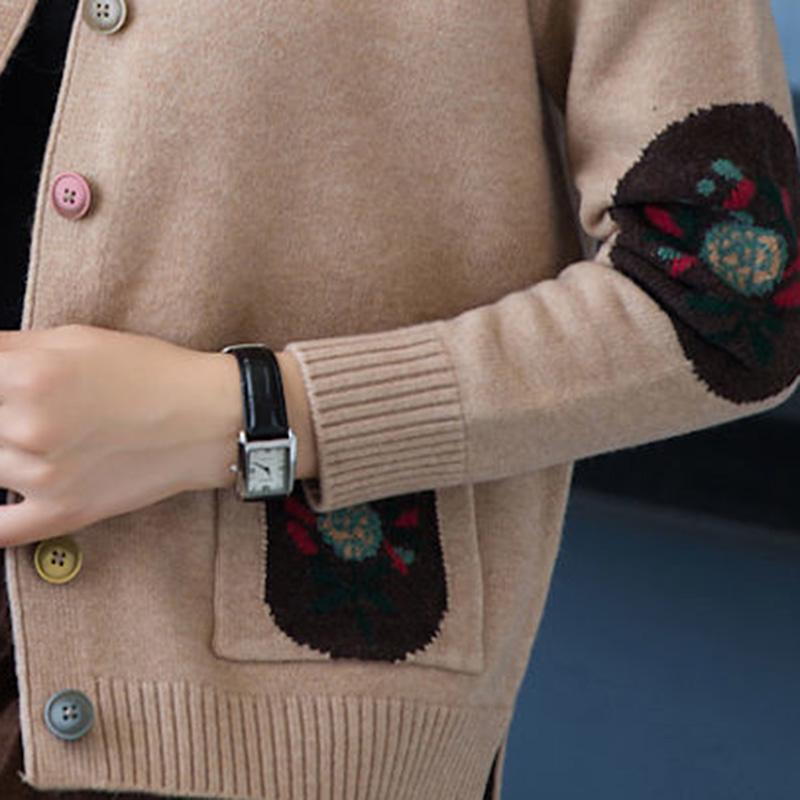 Knit Cardigan Autumn and Winter V-neck Button Coat Loose Long-sleeved Sweater