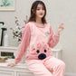 Autumn and Winter Coral Fleece Women's Pajamas Keep Warm Cute Student Flannel Long Sleeves Can Be Worn Outside Home Clothes