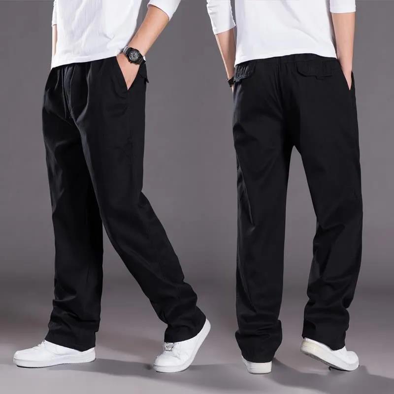 Autumn Plus Size Men's Wide-leg Pants Multi-pocket Overalls Straight Casual Pants Outdoor Loose Version Sports Pants