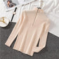 Women Half Turtleneck Knitwear Jumper Bottoming Blouse Zipper Solid Color Pullover Sweater