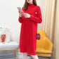 Maternity Autumn and Winter Dresses Plus Size Half High Neck Sweater Mid-length Long-sleeved Warm Sweater