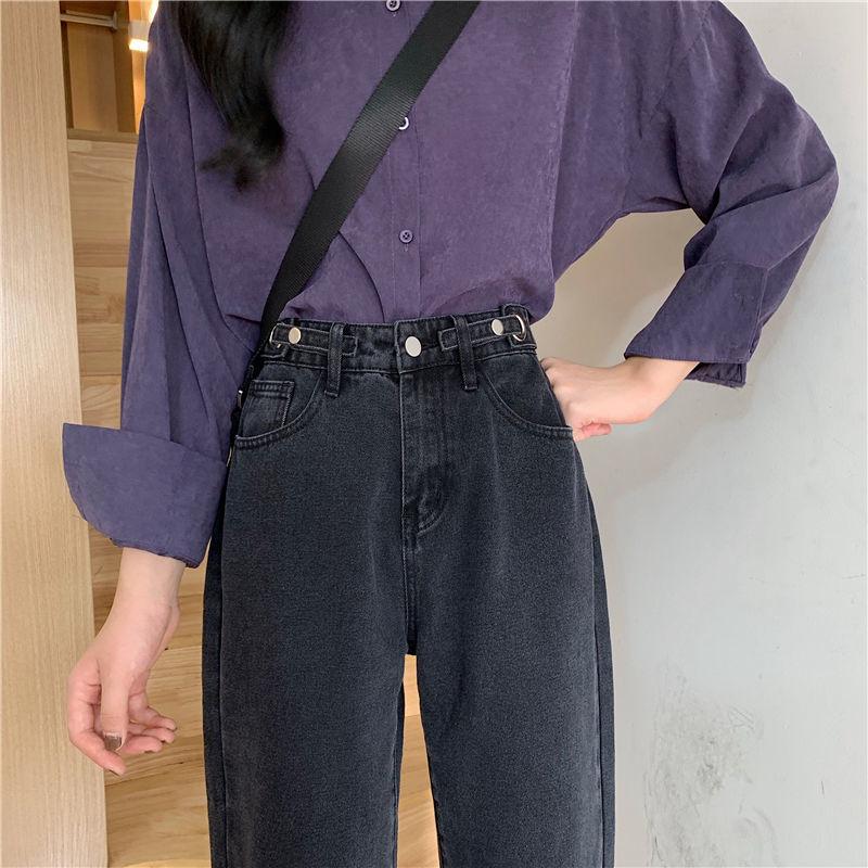 Spring and Autumn Straight Pants High Waist Slim All-match Jeans Women's Loose Wide-leg Pants Old Pants Trend