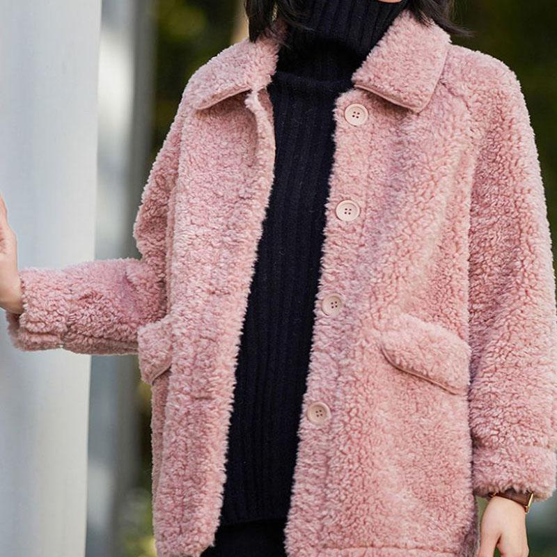 Fashion Ladies Lapel Lamb Velvet Jacket Winter Long Large Size Button Jacket Thick Warm Long-sleeved Cardigan Jacket