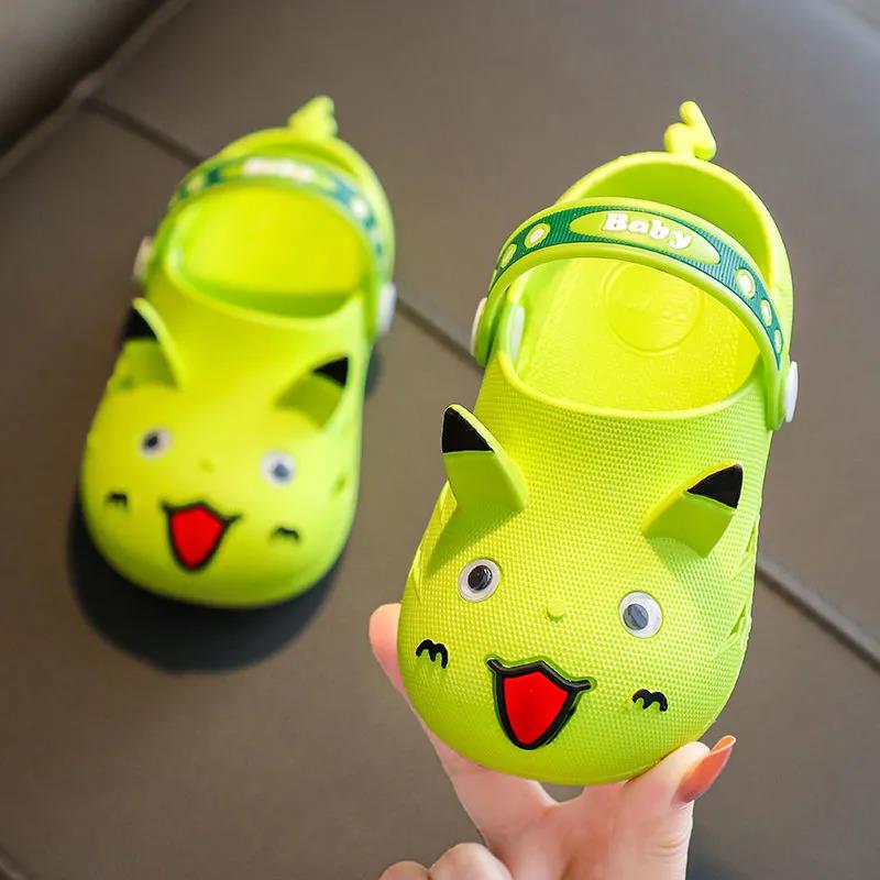 Baby Slippers Girls Boys Summer Soft Sole Solid Color Casual Slipper Anti-slip Cartoon Dual Purpose Sandals Beach Sandals