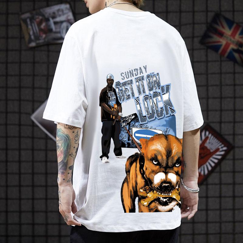 Street personality clothing cotton plus size men's short-sleeved T-shirt men's half-sleeved T-shirt