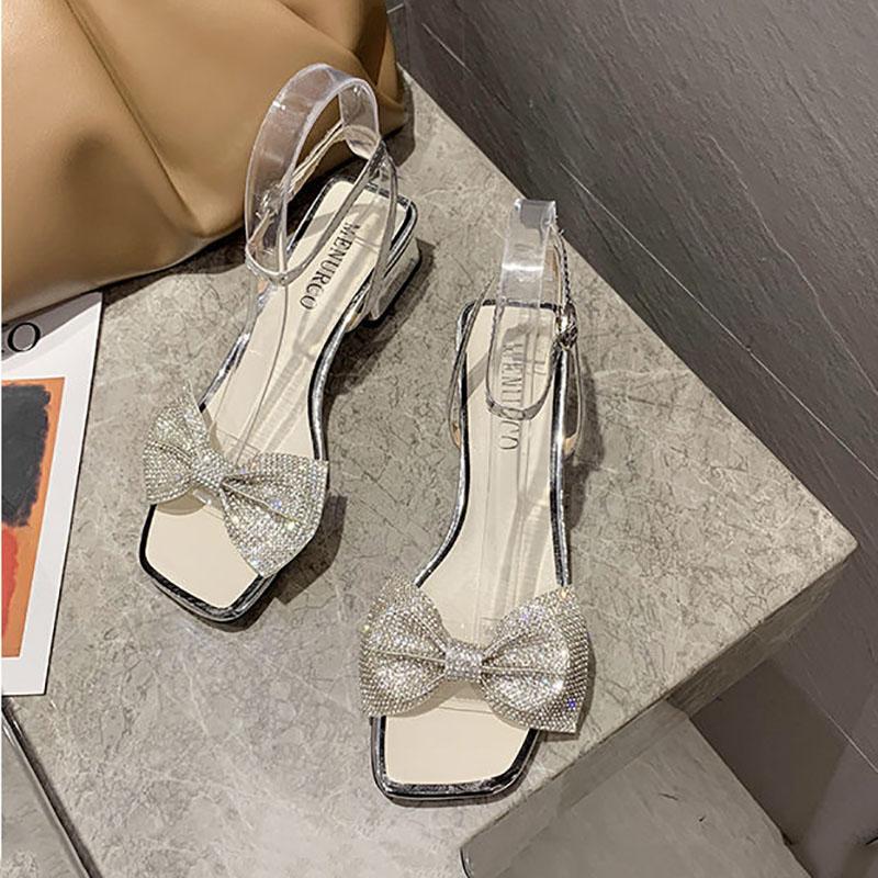 All-match Fashionable Women's Shoes Korean Thick Heel Open Toe Buckle High Heels Women's Summer Roman Sandals