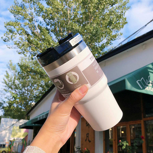 600 & 890ml Creative Fashion 304 Stainless Steel Thermo Cup Travel Coffee Mug with Lid Straw Car Water Bottle for Gift