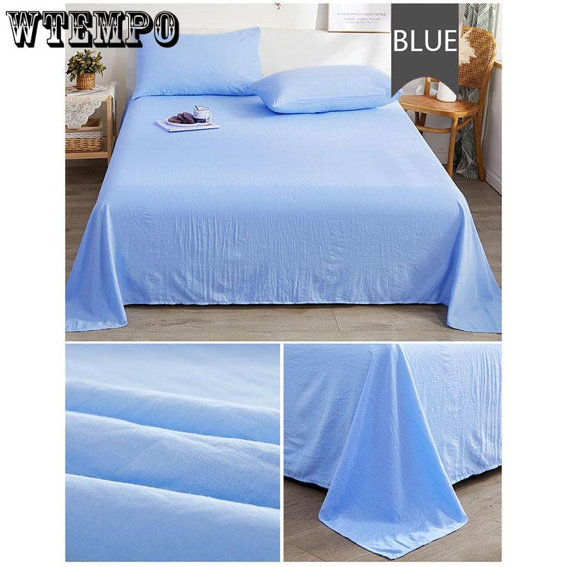 Super Soft Washed Cotton Solid Color Bed Linen Single-piece Plus Size Simple Bed Cover Four Seasons Universal Bedding