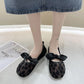 Cotton and Linen Embroidered Beanie Shoes Literary and All-match Single Shoes Sweet Bow Sandals Women's Comfortable Loafers