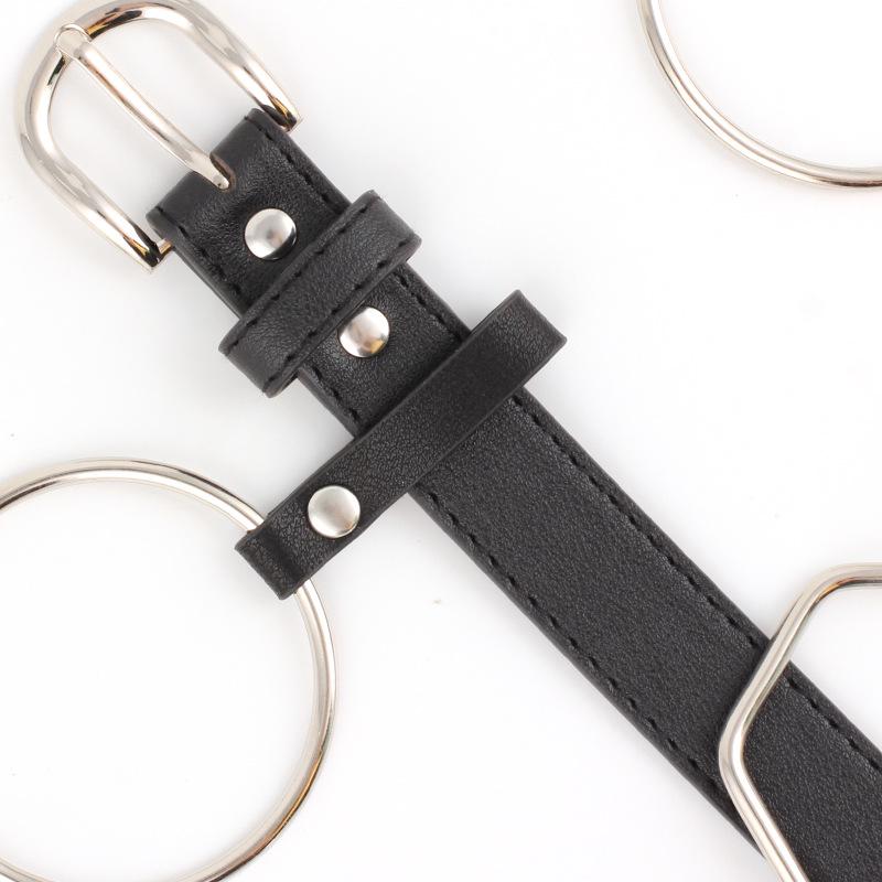 Round buckle pin buckle belt belt women combination fashion trend with rings belt