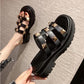 Rivet Half Slippers for Women's Outer Wear Summer Fashion One-word Drag, Soft Bottom Mid-heel Platform Sandals Thick Bottom Sandals