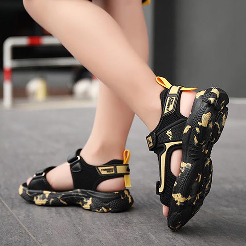 Boys Leather Sandals Summer Children's Beach Shoes Student Soft-soled Non-slip Shoes