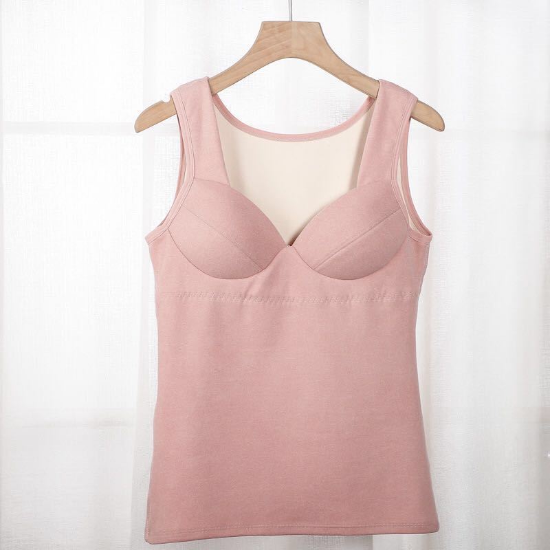 Comes with Chest Pad Thermal Underwear Ladies Plus Velvet Thickening Winter Seamless Body Shaping Bottoming Vest Without Underwear