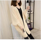 Simple Solid Color Mid-length Knitted Cardigan Jacket Spring and Autumn Women's Loose Bat Shirt with V-neck Top