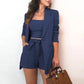 3PCS Women's Spring/Summer Solid Color Casual Suit Ladies Vest + Suit Jacket + High Waist Shorts Three-piece Workplace Work Suit
