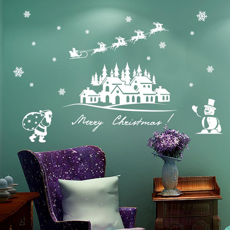 [Wall stickers] Santa Cluas snowman wall stickers home decor living room bedroom kids rooms festival