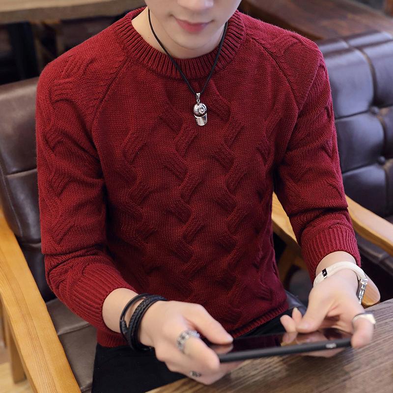 Autumn and Winter Men's Slim Turtleneck Sweater Thickening Trend Youth Sweater