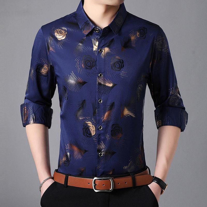 Men's Long Sleeve Slim Shirt Korean Fashion Trend Shirt Casual Business British Hair Stylist Clothes