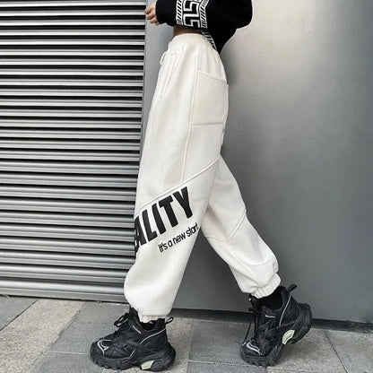 Autumn and Winter Tide Brand High-waisted Leggings Sweatpants Ladies Korean Printed Casual Pants Trendy Pants Women