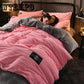 4pcs  Bedding Sets Stripe Pattern Bed Linen Winter Fleece Duvet Cover Bed Sheet Pillowcases Set