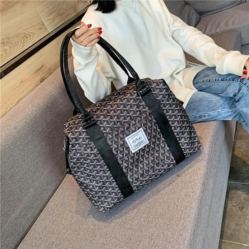 Large Capacity Travelling Bag Portable Luggage for Business Trip Korean Dog Tooth Bag Ladies Leisure Single Shoulder Bag Waterproof Storage Bag