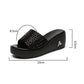 Wedge Heel Sandals and Slippers Ladies Outer Wear Muffin Platform High Heels Black Sequins Comfortable Thick Bottom Fish Mouth Slippers