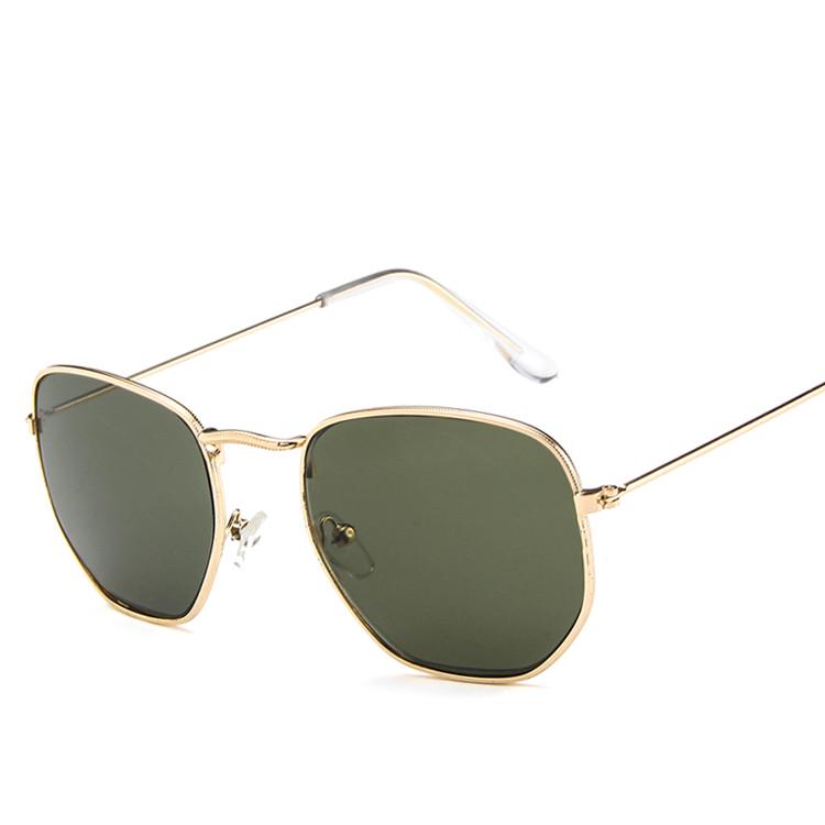 New Arrival Polygon Clear Square Sunglasses Women Fashion Brand Design Lady Vintage Metal Small Fram