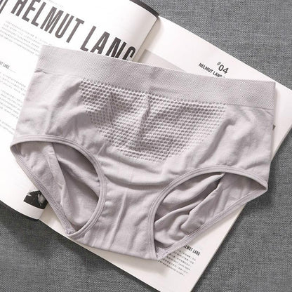 4Pcs/Set 3D Honeycomb Belly-lifting Butt-lifting Panties Women's Seamless Cotton Crotch Solid Color Mid-waist Briefs