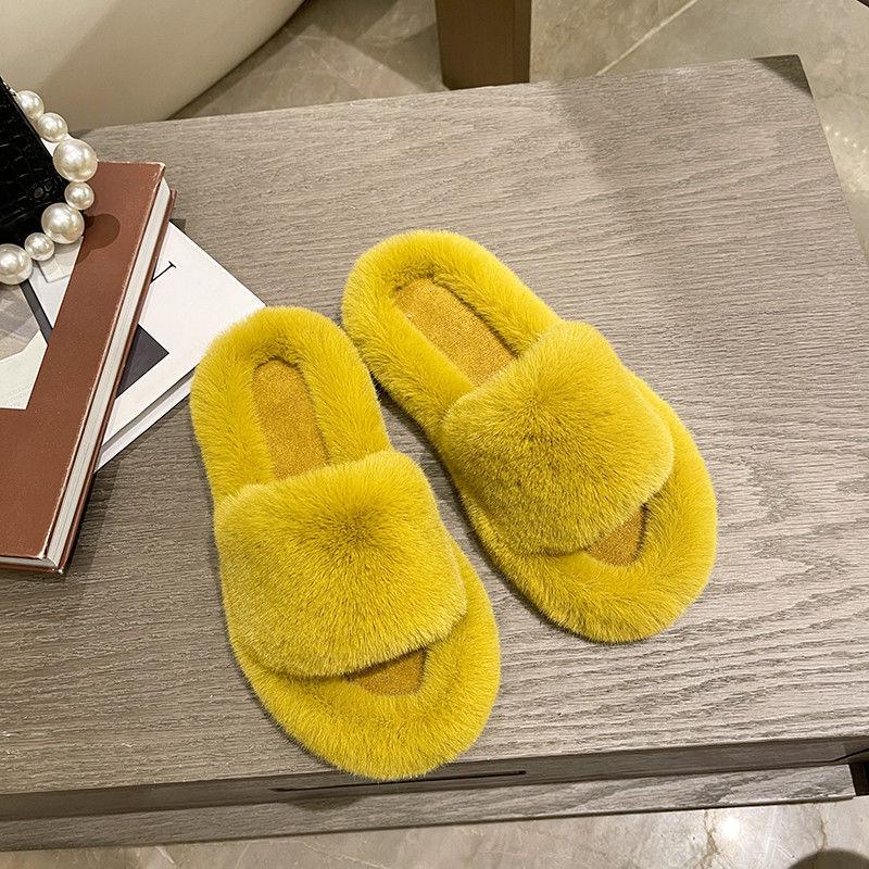 Fashionable Furry Cotton Slippers Ladies Slippers Keep Warm In Autumn and Winter Leisure Home Furnishing