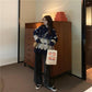 Autumn and Winter Loose Sweater Women's Fashion Wild Diamond-shaped Jacquard Pullover Top