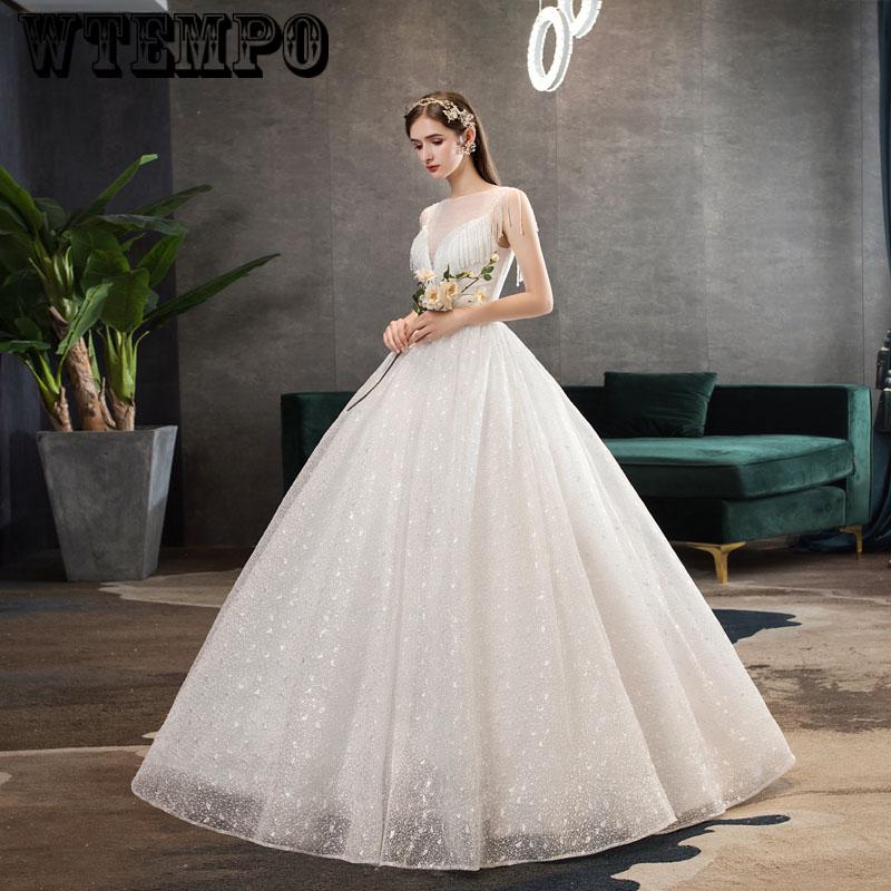 Luxury Lace Wedding Dress Long Wedding Gowns V-Neck sleeveless Women Party bridal Dresses