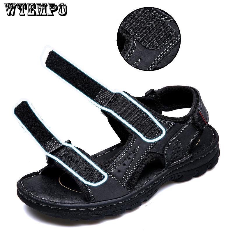 Sandals Summer Genuine Leather Handmade  Leather Sandals men Flats Retro Style Shoes