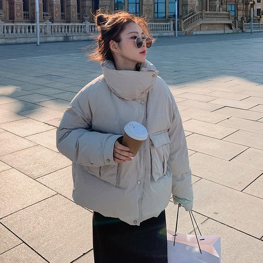 Short Tolerant Warm Down Padded Jacket Women Winter Padded Coat High Collar Padded Down Jacket Winter Warm Cotton Jacket