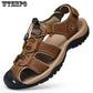 Casual Shoes Fashion Footwear Sandals Men Breathable Beach Real Leather Big Size