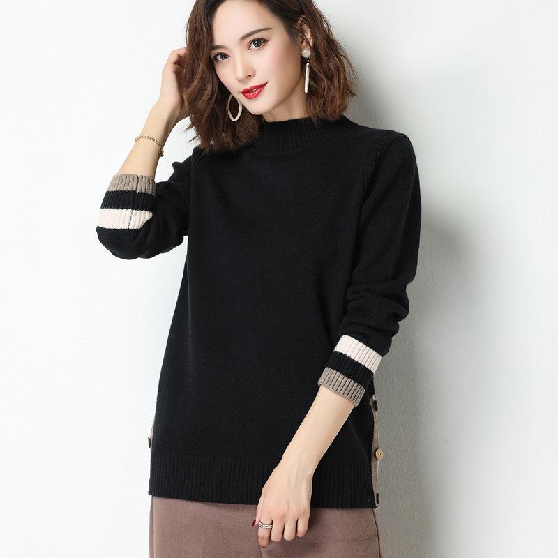 Half-Turtleneck Knitted Sweaters Women Long Sleeve Soft Sweater Pullovers Solid Bottoming-shirt