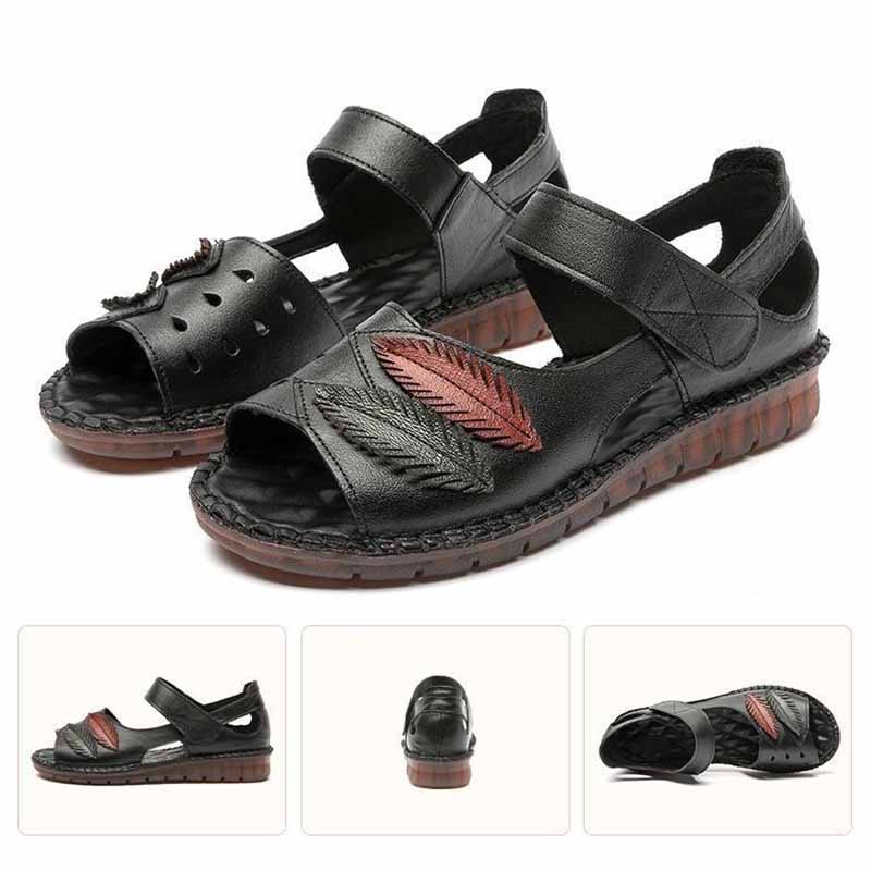 Summer Sandals Women's Popular Flat-bottomed Tendon Soft-soled Mother Shoes Women's Middle-aged and Elderly Beach Shoes