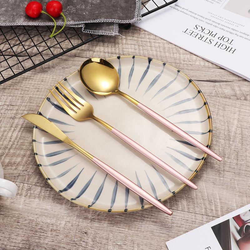 Nordic Stainless Steel Spoon Steak Knife Fork Cutlery Set Home Hotel Knife Fork Spoon Three-piece Set