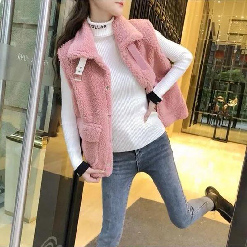 Lamb Wool Vest Women's Autumn and Winter New Style Outer Fur Vest Short Fur Waistcoat Soft and Comfortable