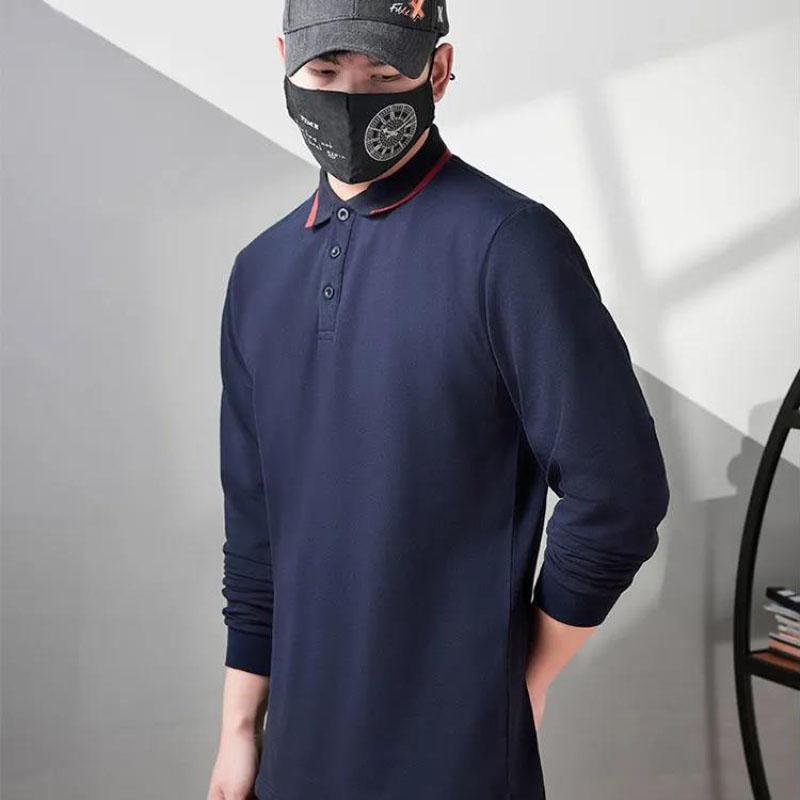 Men's Casual Fashion Solid Color Fit Long-sleeved Lapel POLO Shirt To Keep Warm In Winter