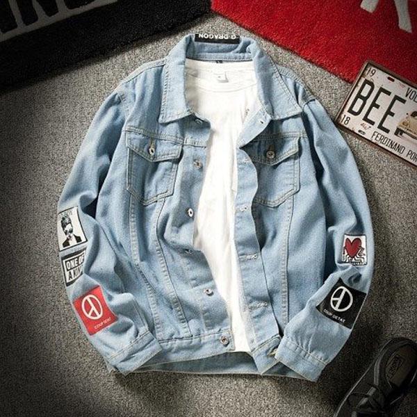 Teen Couple Jacket Jacket Plus Size Loose Jacket Men Clothing Spring and Autumn Hole Denim