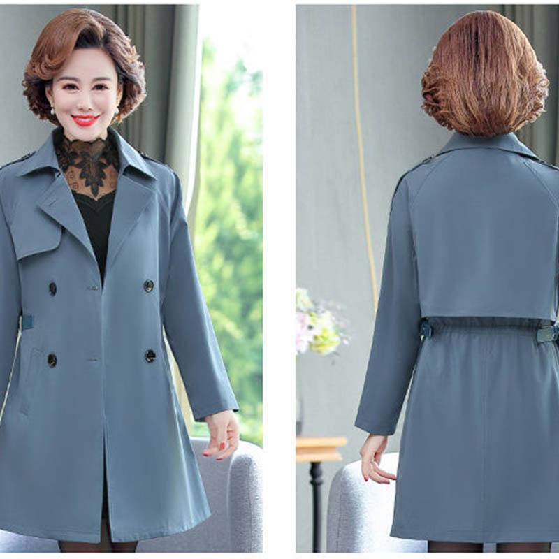 Middle-aged Mother Autumn Jacket Waist Coat Windbreaker Women's Mid-length Middle-aged Spring and Autumn Foreign Style Jacket