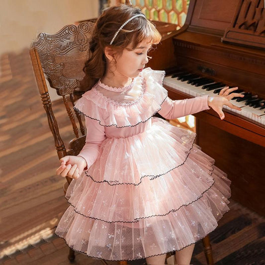 Girls Dress Western Style Cake Dress Net Gauze Dress Children Skirt Little Girl Princess Dress