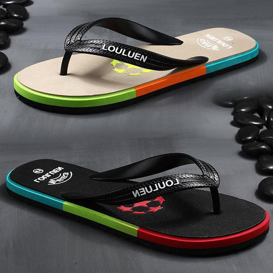Fashion Football Slippers Men's Summer Fashion Wear Non-slip Flip Flops Casual Beach Slippers