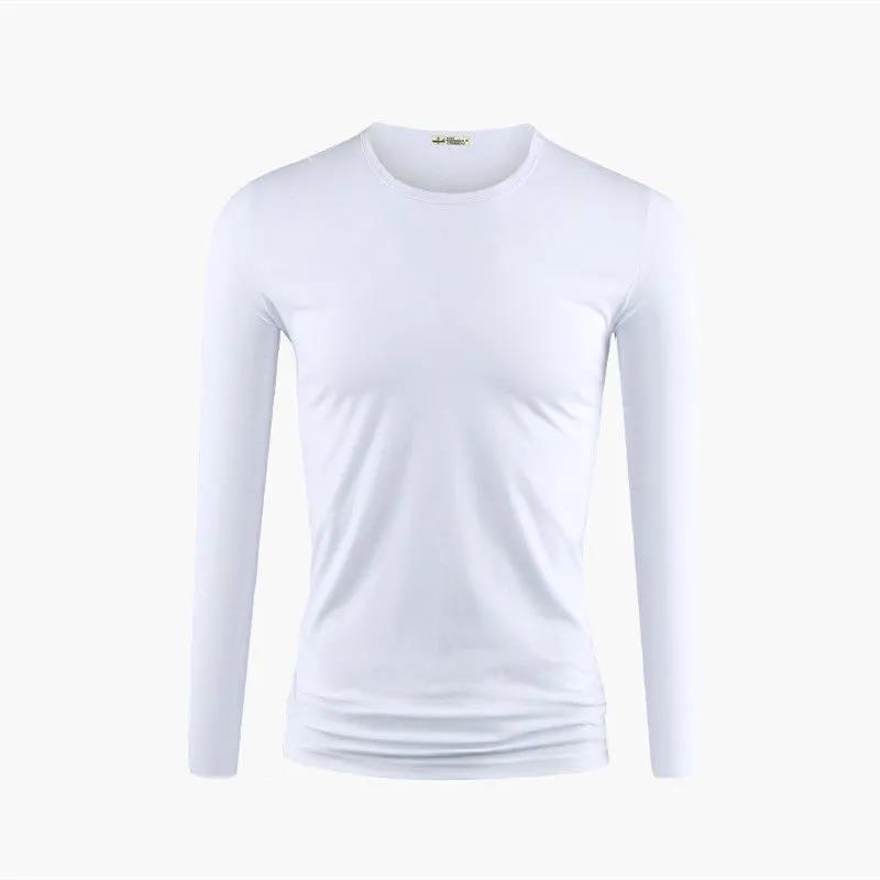Long-sleeved T-shirt Men's Winter Warm and Comfortable with A Solid Color Bottoming Shirt Slim Thin Section