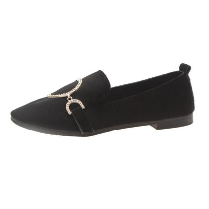WTEMPO babet ayakkab iShoes for Woman Leisure Flats Square Head Shallow Mouth Low-Heeled Peas Baller