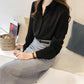 Spring and Autumn All-match Chiffon Shirt Female Korean Version Loose Temperament Solid Color Long-sleeve Thin Outer Shirt Large Size