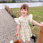 Girl's Back Hollow Out Dress Orange Skirt Children's Sleeveless Skirt Button Korean Baby Broken Flower Princess Skirt