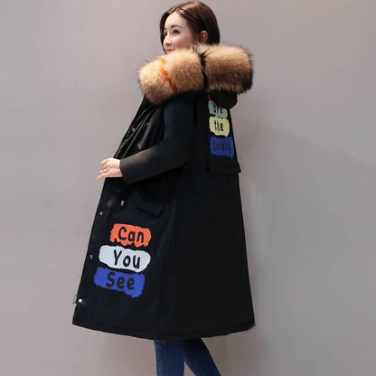 Double-sided Down Jacket Women's Mid-length Winter Thickened Slim White Duck Down Fur Collar Coat